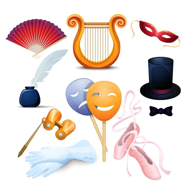 Theater Background Flat Icons Set — Stock Vector
