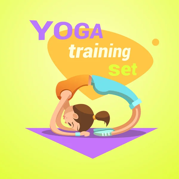 Yoga desene animate retro — Vector de stoc