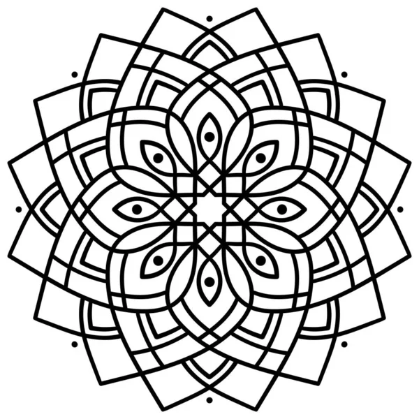 Mandala simple en blanco y negro. patrón redondo simétrico — Vector de stock