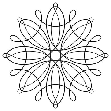 Siyah ve beyaz yuvarlak simetrik vektör çizimi. mandala deseni