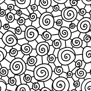 Beyaz arka planda siyah çizgiler ve spiraller. Kusursuz vektör tasarımı. Soyut elementler. Renklendirme için basit ögeler