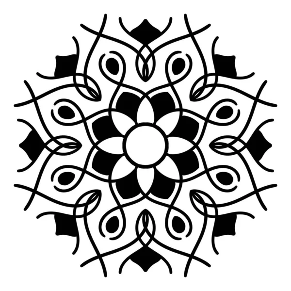 Opera d'arte vettoriale simmetrica rotonda in bianco e nero. mandala modello — Vettoriale Stock