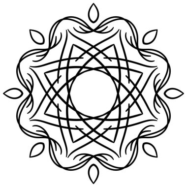 siyah ve beyaz yuvarlak simetrik vektör çizimi. mandala deseni