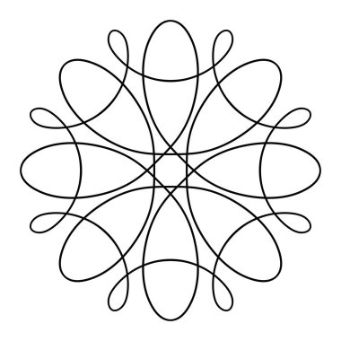 siyah ve beyaz yuvarlak simetrik vektör çizimi. mandala deseni