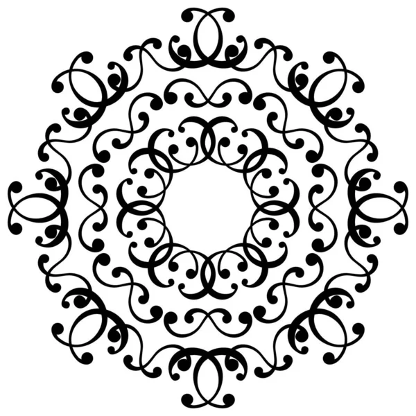 Černá a bílá kulatá symetrická vektorová kresba. mandala vzor — Stockový vektor