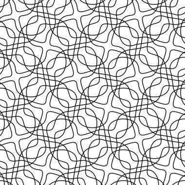 Beyaz üzerine soyut siyah çizgiler. Minimalist vektör elle çizilmiş pürüzsüz desen. Renklendirme için basit ögeler