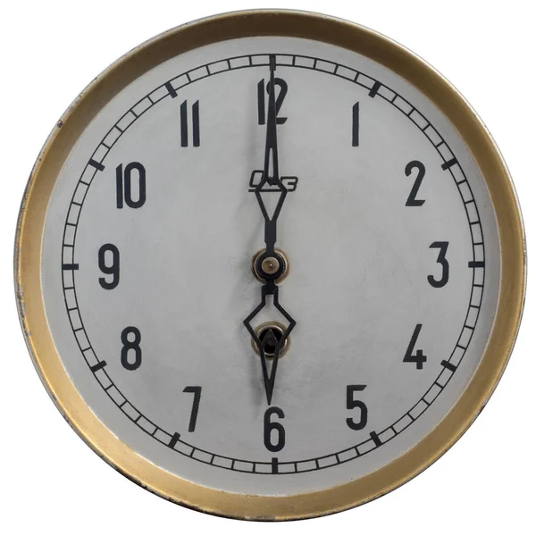 Dial Del Viejo Reloj Aislado Blanco — Foto de Stock