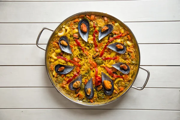 Paella s mušlí — Stock fotografie