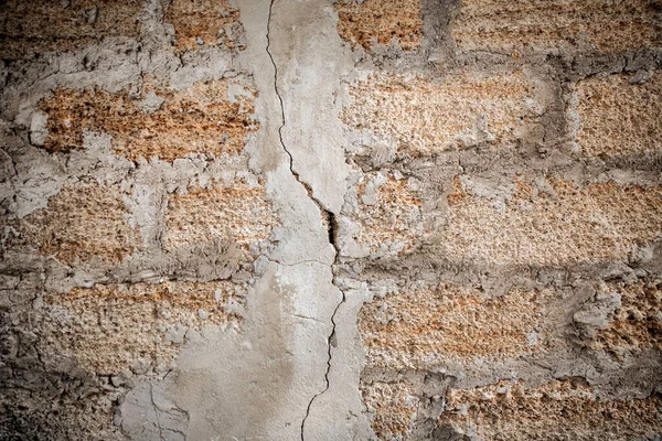 Rough Texture Brick Wall Made Shells Crack Middle Wall — Stock Photo, Image