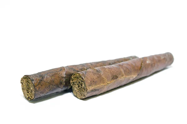 Two fine cigars on white background — Stock Photo, Image