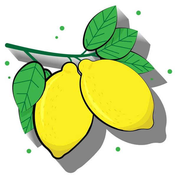 Illustration Two Lemons Branch Leaves Internet Design — Stock Photo, Image
