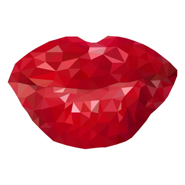 Labios Mujer Con Lápiz Labial Rojo Triángulos Abstractos Poli Bajo —  Fotos de Stock