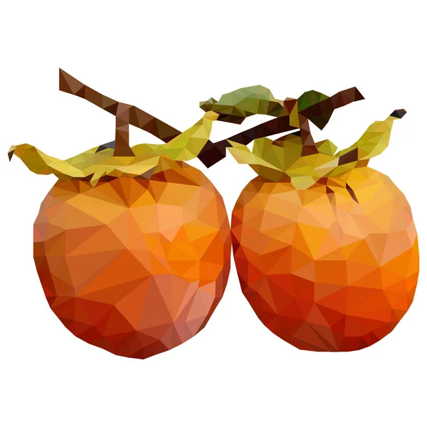 Illustration Persimmon Low Poly Triangles — Stock Photo, Image