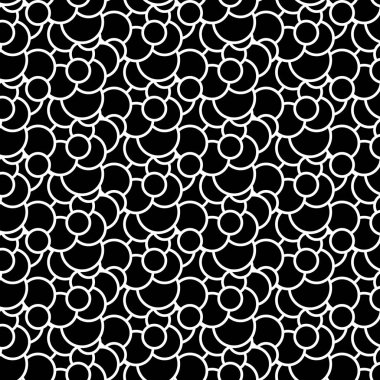 Kusursuz desen, kaotik beyaz, siyah daireler. Geçmişi ve dokuları için. Görüntü.