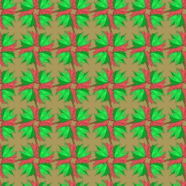 Akçaağaç yaprağı süsü. Kusursuz desen, soyutlama. Geçmişi ve dokuları için. Görüntü.