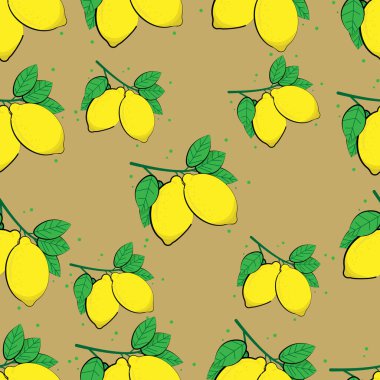 Dal üzerinde sarı limon, pürüzsüz desen. Paketleme tasarımı ve dokular için. Görüntü.