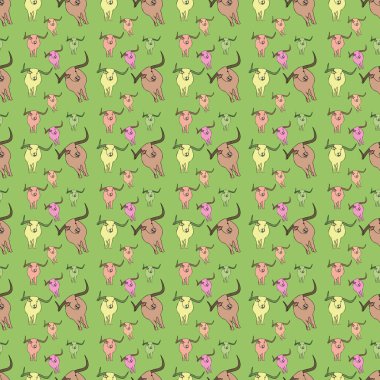 Boğa çok renkli, büyük ve küçük. Kusursuz desen. Geçmişi ve dokuları için. Görüntü.