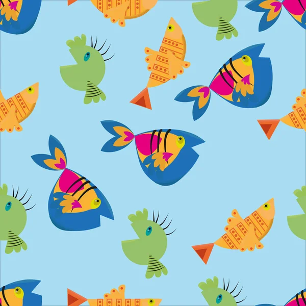 Φτερά Ψάρια Χωρίς Ραφή Μοτίβο Για Σχεδιασμό Και Υφές Εικονογράφηση — Φωτογραφία Αρχείου