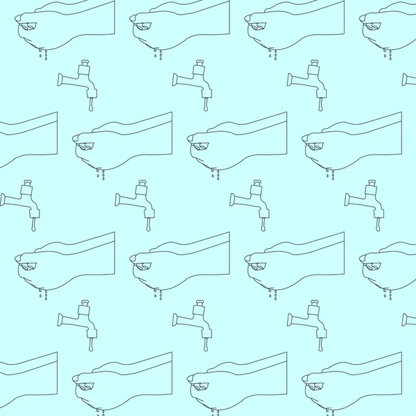 Hände Waschen Lineares Zeichnen Nahtloses Muster Für Design Und Texturen — Stockfoto
