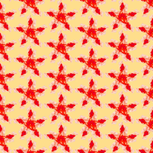 Zökkenőmentes Minta Vörös Bogyókból Készült Csillag Absztrakció Háttér Textúrák Illusztráció — Stock Fotó