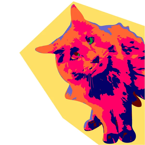 Kul Katt Popkunststil Til Trykkdesign Illustrasjon – stockfoto