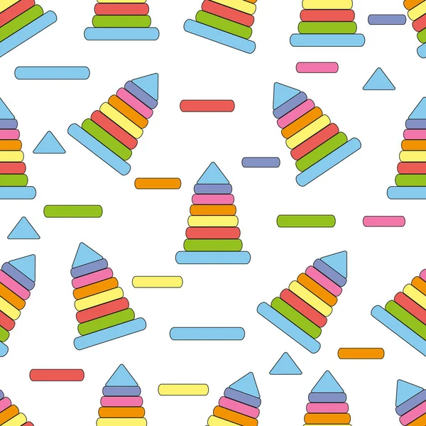 Pyramida Pestrobarevná Hračka Bezproblémový Vzorec Design Ilustrace — Stock fotografie