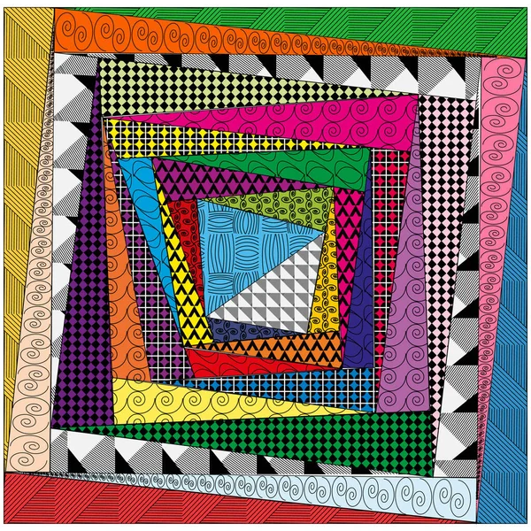 Carré Géométrique Composé Triangles Triangles Colorés Avec Motifs Illustration Images De Stock Libres De Droits