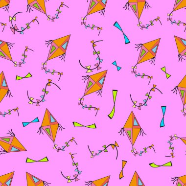 Fiyonklu bir ipte uçurtma. Kusursuz desen. Görüntü.