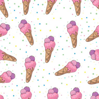 Bardakta dondurmalı çilekli waffle. Kusursuz desen. Görüntü.