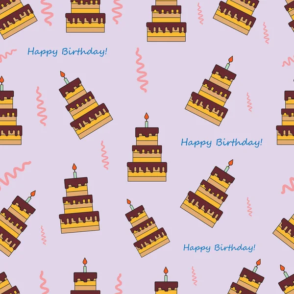 Three Tiered Cake Candle Covered Chocolate Seamless Pattern Illustration — Stock Photo, Image