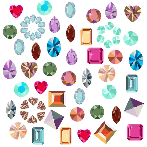 Set of precious stones. A scattering of colored stones. For jewelry design. Illustration.