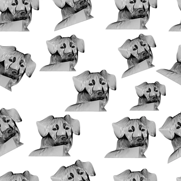 Sömlös Mönsterhund Abstraktionslinje För Bakgrunder Och Texturer Illustration — Stockfoto