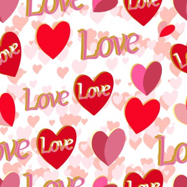 Aşk kalpleri, kusursuz desenler. Geçmişi ve dokuları için. Görüntü.