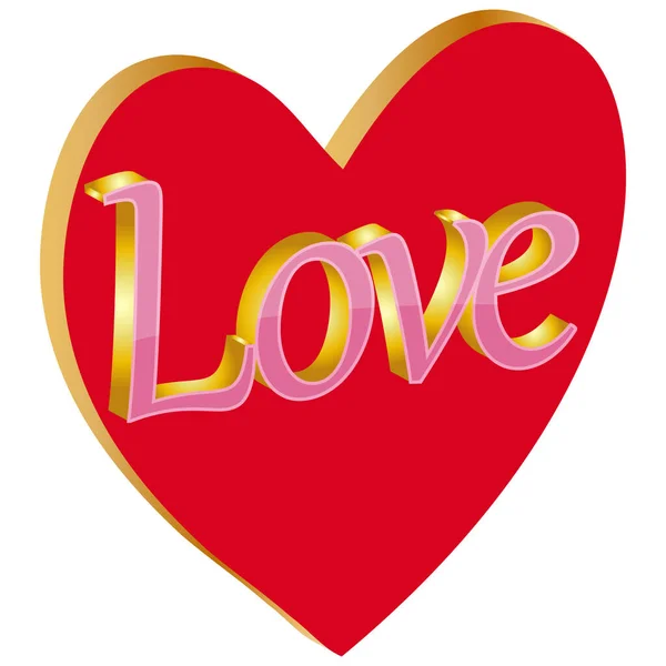 Hart Met Het Woord Liefde Engelse Tekst Ikoon Valentijn Illustratie — Stockfoto