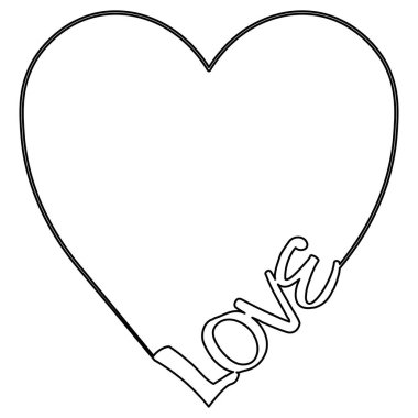 Aşk mesajıyla dolu bir kalp. Dövme, simge doğrusal. Görüntü.