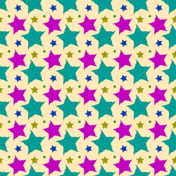 Estrellas Multicolores Abstracción Patrón Sin Costuras Para Fondos Texturas Ilustración —  Fotos de Stock