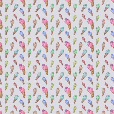 Kusursuz arka plan, çok renkli dondurma. Tasarım için geometrik kusursuz desen. Görüntü