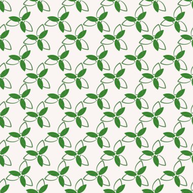 Kusursuz bir arka plan, üç yeşil yaprak. Tasarım için kusursuz dokular. Görüntü