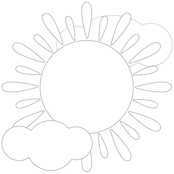 Sol Num Céu Nublado Ícone Linear Ilustração — Fotografia de Stock