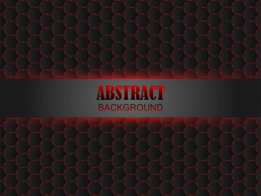 Altıgen renginde kırmızı ışık Arkaplan olarak koyu gri