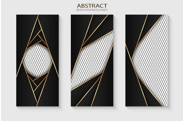 Abstrato Luxo Metálico Cinza Escuro Com Coleção Ouro —  Vetores de Stock