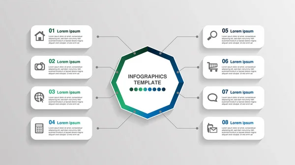 Infográficos Linha Tempo Processo Negócios Passos — Vetor de Stock