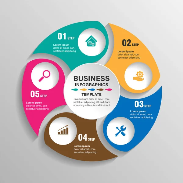 Circle Chart Infographic Template Options Presentations — Stock Vector