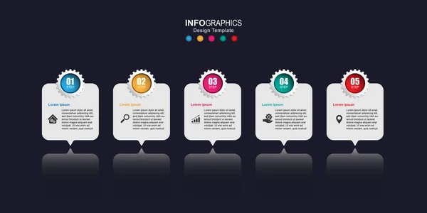 Modelo Infográfico Gráfico Engrenagem Com Opções Para Apresentações — Vetor de Stock