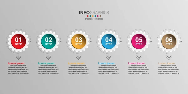 Zahnraddiagramm Infografik Vorlage Mit Optionen Für Präsentationen — Stockvektor