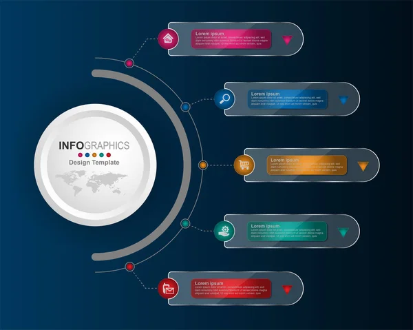 Geschäftsprozess Zeitleiste Infografiken Schritte — Stockvektor