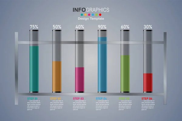 Moderne Designvorlage Für Infografiken Mit Glasröhren Schritten — Stockvektor