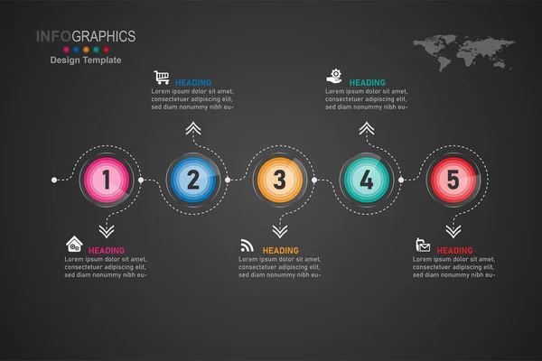 Infografías Línea Tiempo Del Proceso Empresarial Pasos — Vector de stock