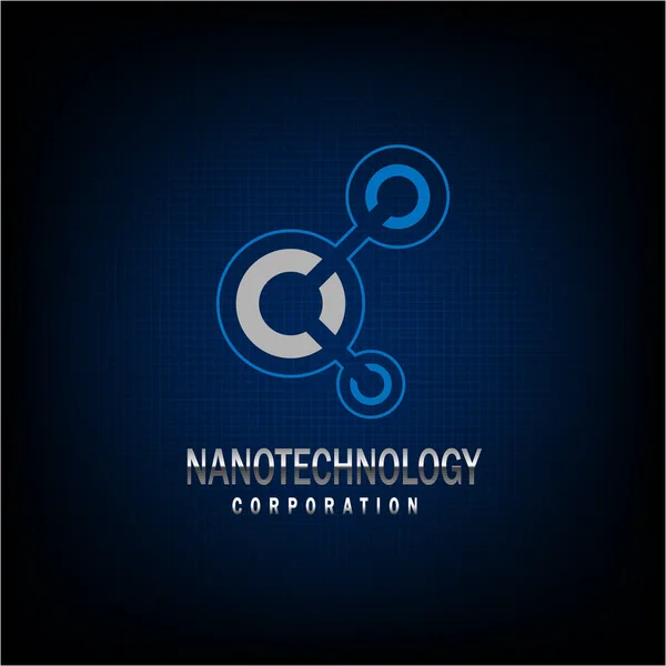 Nanotechnology Logo Blue Background — Stock Vector