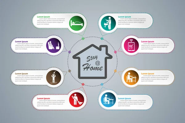 Trabajar Desde Concepto Del Hogar Quedarse Casa Trabajar Remotamente Durante — Archivo Imágenes Vectoriales